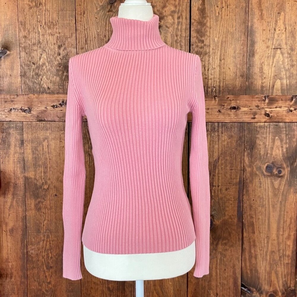 Pastel Pink Cotton Turtle Neck, Sz S
